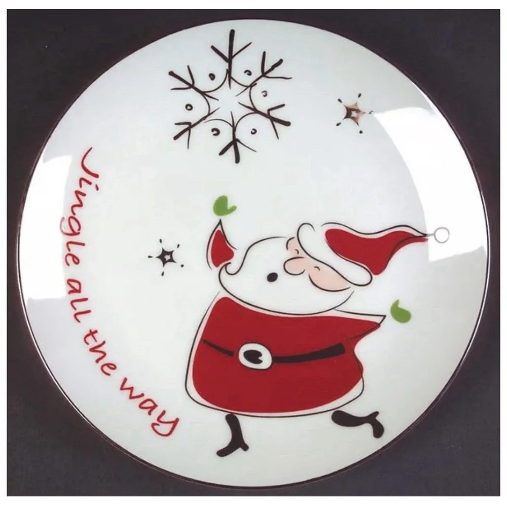North Pole Trading Co Set of 4 Modern Jingle Salad Plates Christmas 8